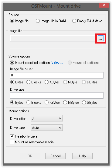 OSFMount Image Selection