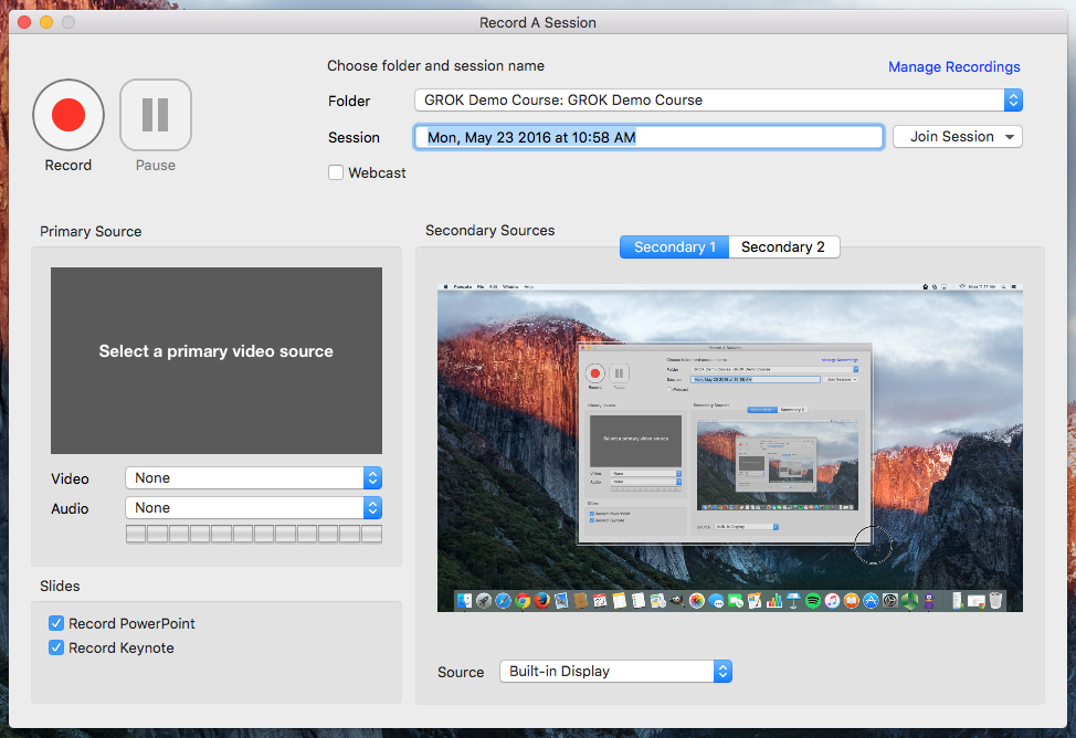 Panopto Mac Recorder: Settings