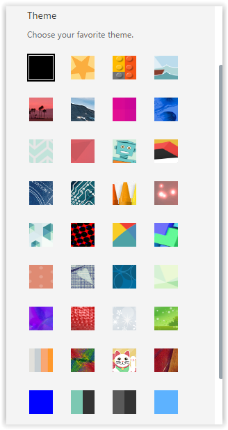 list of themes in Office 365.