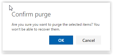 Purge confirmation window