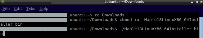 Commands to open Maple 18 setup in Linux
