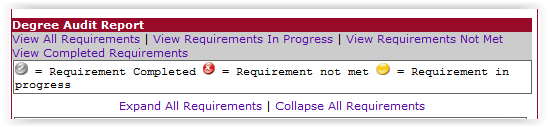 the degree audit report requirements.