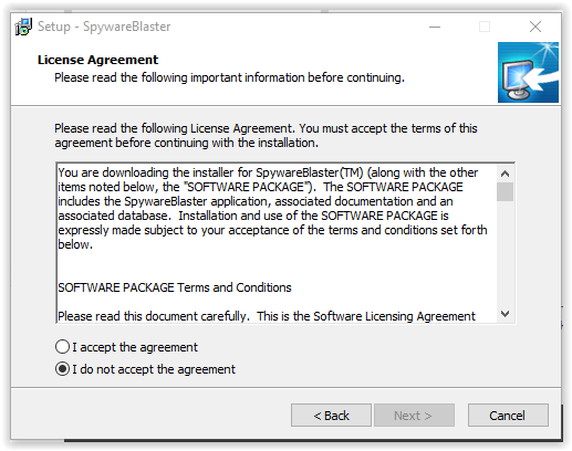 spyware blaster lisence agreement