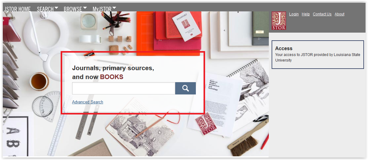 search bar in JSTOR website 
