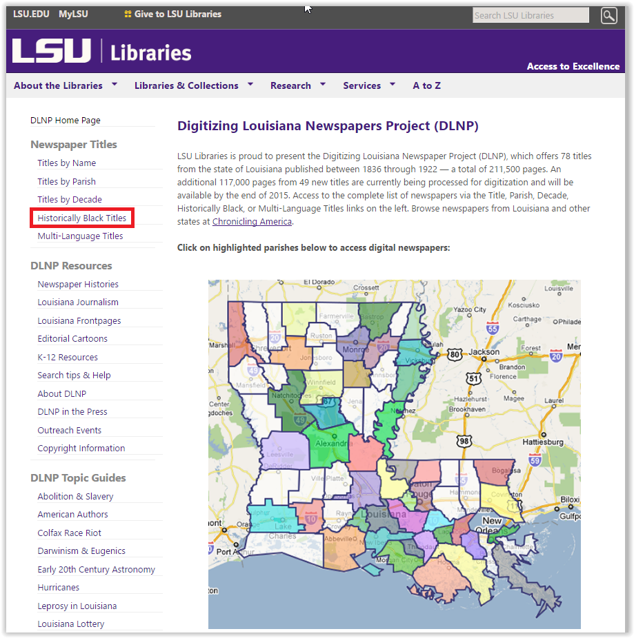  choosing to browse historically black titles in the DLNP