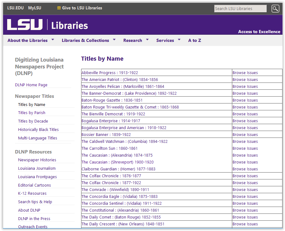 Articles arranged by Name on the DLNP webpage