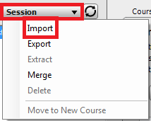 Import in session drop down menu