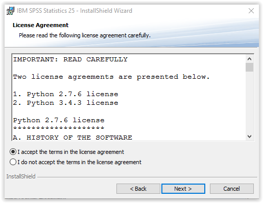 License Agreement window