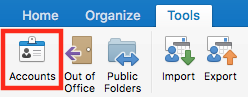 Accounts button under the tools tab.