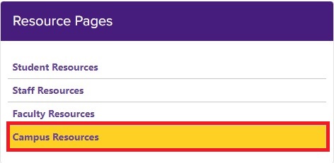 Campus resources menu highlighted.