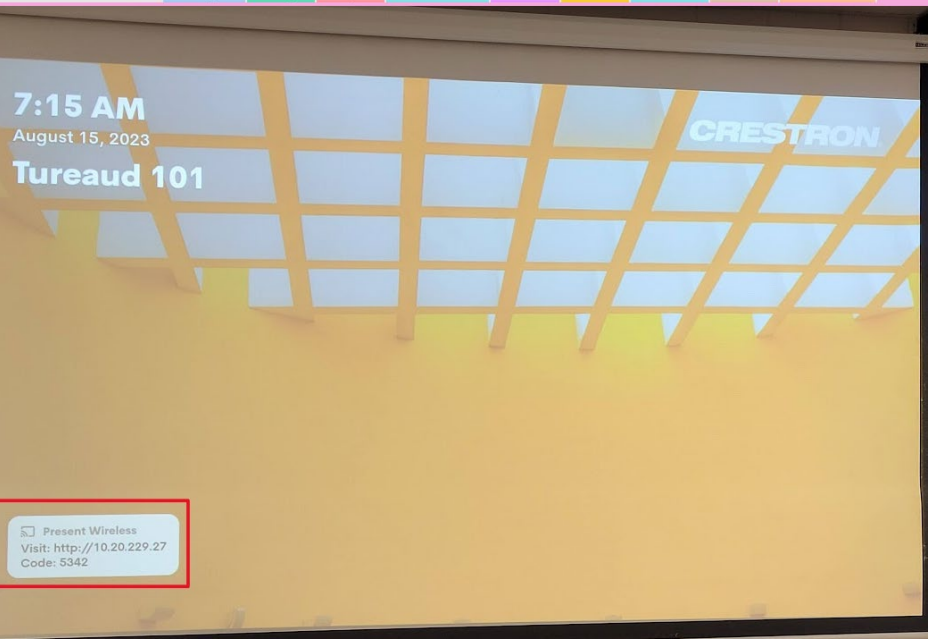 Classroom wireless present info to be entered into Crestron app