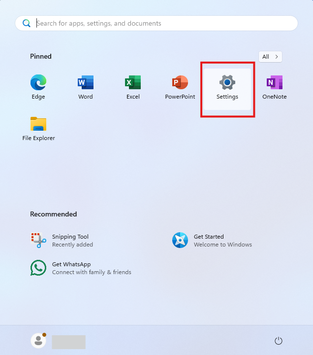 start menu windows 10 with settings highlighted.