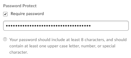 A password entered under require password.