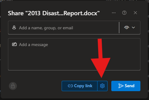 copy link gear button highlighted